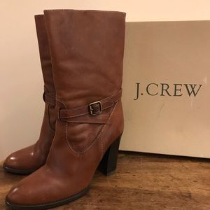J.CREW Tenley Leather Mid Heel Boots Size 8.5
